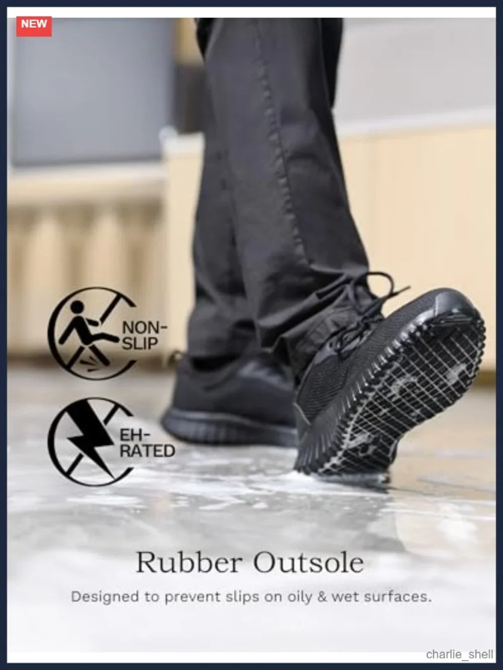 Men's Non Slip Work Shoes Slip Resistant Sneakers for Healthcare